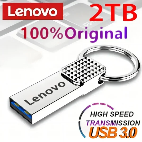 محرك فلاش لينوفو USB 3.0 معدني، عالي السرعة، بسعات تصل إلى 2 تيرابايت، تصميم صغير ومناسب للهواتف وأجهزة الكمبيوتر.