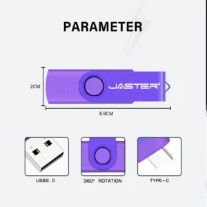 محرك فلاش USB Type-C، بسعة تصل إلى 128 جيجابايت، تصميم عملي وأنيق، مثالي للأعمال والتخزين الشخصي.