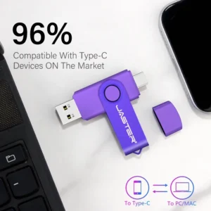 محرك فلاش USB Type-C، بسعة تصل إلى 128 جيجابايت، تصميم عملي وأنيق، مثالي للأعمال والتخزين الشخصي.